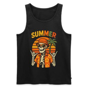 Hawaiian Palm Summer Skeleton - Men's Premium Organic Tank Top - black - Front - Michal (187cm)