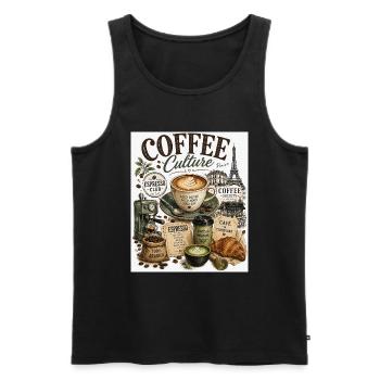 Kaffeekultur Paris Café Collage - Männer Premium Bio Tank Top - Schwarz - Vorne - Michal (187cm)