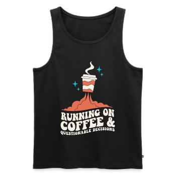 Kaffee für fragwürdige Entscheidungen - Männer Premium Bio Tank Top - Schwarz - Vorne - Michal (187cm)