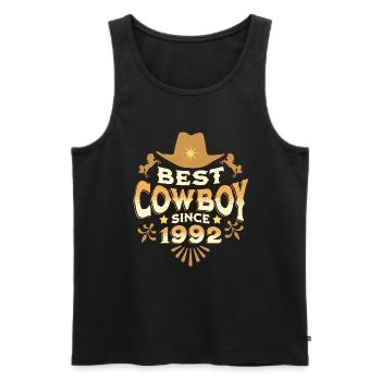 Cowboy geboren 1992 Birthday Man 30 Jahre - Männer Premium Bio Tank Top - Schwarz - Vorne - Michal (187cm)