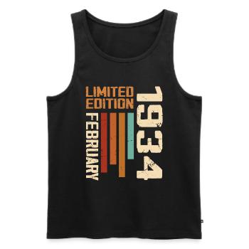 Born in February 1934 Retro 1934 Birthday - Men's Premium Organic Tank Top - black - Front - Michal (187cm)