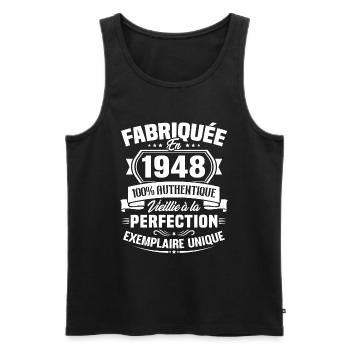 Fabriquée en 1948 - Cadeau d'anniversaire 75 ans - Débardeur bio Premium Homme - noir - Devant - Michal (187cm)