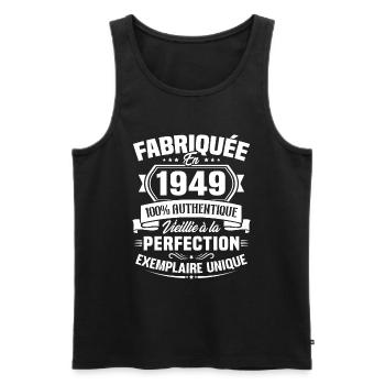 Fabriquée en 1949 - Cadeau d'anniversaire 74 ans - Débardeur bio Premium Homme - noir - Devant - Michal (187cm)