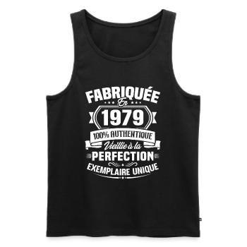 Fabriquée en 1979 - Cadeau d'anniversaire 44 ans - Débardeur bio Premium Homme - noir - Devant - Michal (187cm)
