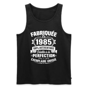 Fabriquée en 1985 - Cadeau d'anniversaire 38 ans - Débardeur bio Premium Homme - noir - Devant - Michal (187cm)