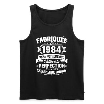 Fabriquée en 1984 - Cadeau d'anniversaire 39 ans - Débardeur bio Premium Homme - noir - Devant - Michal (187cm)