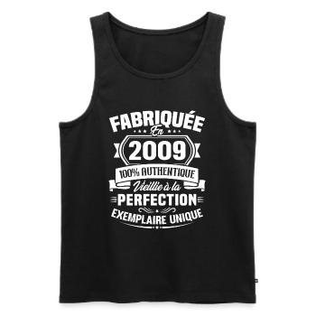 Fabriquée en 2009 - Cadeau d'anniversaire 14 ans - Débardeur bio Premium Homme - noir - Devant - Michal (187cm)