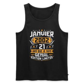 Rétro Cadeau D'anniversaire 21 Ans Janvier 2002 - Débardeur bio Premium Homme - noir - Devant - Michal (187cm)