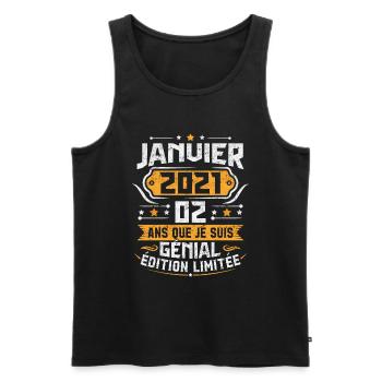 Rétro Cadeau D'anniversaire 2 Ans Janvier 2021 - Débardeur bio Premium Homme - noir - Devant - Michal (187cm)
