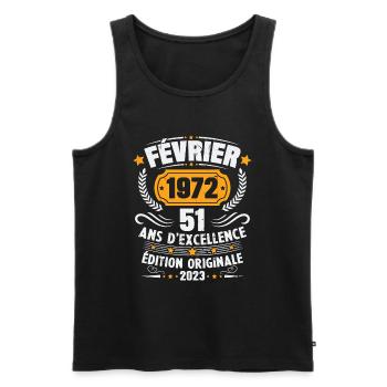 Cadeau D'anniversaire 51 Ans Février 1972 Vintage - Débardeur bio Premium Homme - noir - Devant - Michal (187cm)