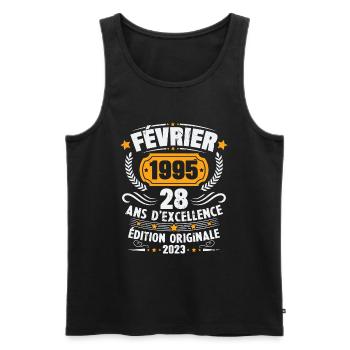 Cadeau D'anniversaire 28 Ans Février 1995 Vintage - Débardeur bio Premium Homme - noir - Devant - Michal (187cm)