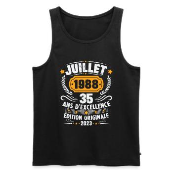 Vintage 1988 Juillet Cadeau D'anniversaire 35 Ans - Débardeur bio Premium Homme - noir - Devant - Michal (187cm)