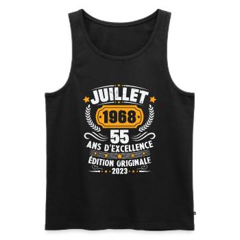 Vintage 1968 Juillet Cadeau D'anniversaire 55 Ans - Débardeur bio Premium Homme - noir - Devant - Michal (187cm)