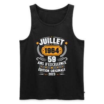Vintage 1964 Juillet Cadeau D'anniversaire 59 Ans - Débardeur bio Premium Homme - noir - Devant - Michal (187cm)