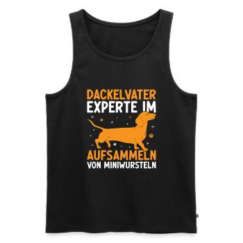 Dackelvater Experte Im Aufsammeln Von Miniwursteln - Men's Premium Organic Tank Top - black - Front - AI Model Male 178 light (178cm)