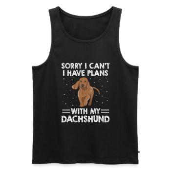 Tut mir leid, ich kann nicht, ich habe Pläne mit meinem Dackelhund L - Männer Premium Bio Tank Top - Schwarz - Vorne - AI Model Male 178 light (178cm)