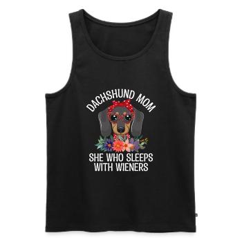 Dackel Mama Sie, die mit Wiener Hundebesitzer schläft - Männer Premium Bio Tank Top - Schwarz - Vorne - AI Model Male 178 light (178cm)