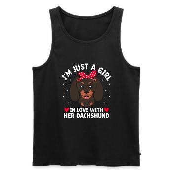 Ich bin nur ein Mädchen, das in ihren Dackelhund verliebt ist - Männer Premium Bio Tank Top - Schwarz - Vorne - AI Model Male 178 light (178cm)