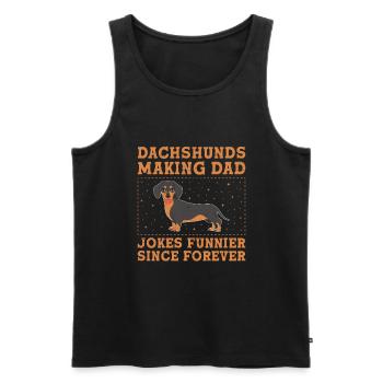 Dackel machen Papa-Witze seit Ewigkeiten lustiger - Männer Premium Bio Tank Top - Schwarz - Vorne - AI Model Male 178 light (178cm)