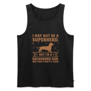 Ich bin vielleicht kein Superheld, aber ich bin ein Dackelvater D - Männer Premium Bio Tank Top - Schwarz - Vorne - AI Model Male 178 light (178cm)