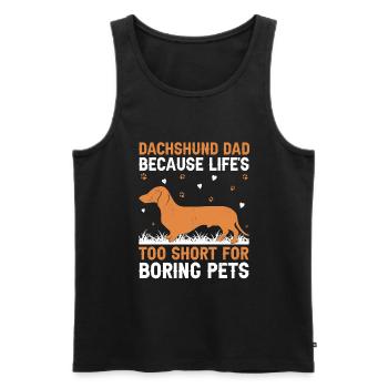 Dackelvater, weil das Leben zu kurz für Langeweile ist - Männer Premium Bio Tank Top - Schwarz - Vorne - AI Model Male 178 light (178cm)