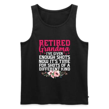 Grand-mère retraitée Pension Infirmière infirmière en soins infirmiers - Débardeur bio Premium Homme - noir - Devant - Michal (187cm)