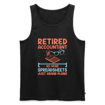 Grand-mère à la retraite Pensioner Comptable Banque - Débardeur bio Premium Homme - noir - Devant - AI Model Male 178 light (178cm)
