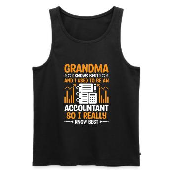 Grand-mère à la retraite Pensioner Comptable Banque - Débardeur bio Premium Homme - noir - Devant - AI Model Male 178 light (178cm)