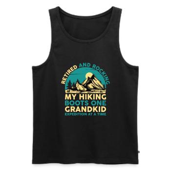 Randonnée Grand-mère retraitée Retraitée Pension Hiker Tre - Débardeur bio Premium Homme - noir - Devant - Michal (187cm)
