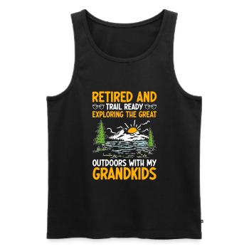 Randonnée Grand-mère retraitée Retraitée Pension Hiker Tre - Débardeur bio Premium Homme - noir - Devant - Michal (187cm)