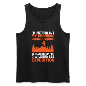 Hiking Retired Grandma Pensioner Pension Hiker Tre - Men's Premium Organic Tank Top - black - Front - AI Model Male 178 light (178cm)