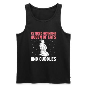 Amoureux des chats Grand-mère retraitée Retraité Propriétaire de chat Chat - Débardeur bio Premium Homme - noir - Devant - Michal (187cm)