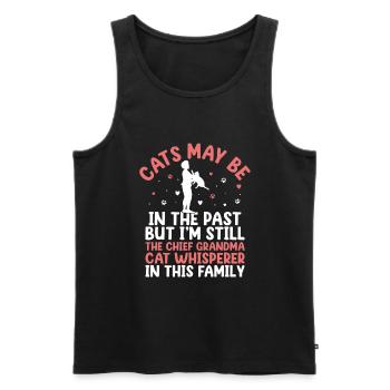 Amoureux des chats Grand-mère retraitée Retraité Propriétaire de chat Chat - Débardeur bio Premium Homme - noir - Devant - Michal (187cm)