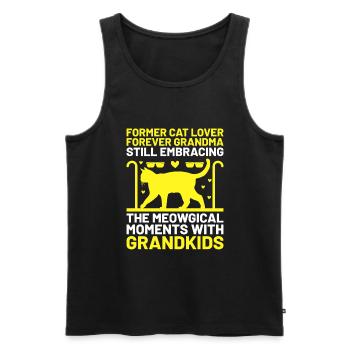Amoureux des chats Grand-mère retraitée Retraité Propriétaire de chat Chat - Débardeur bio Premium Homme - noir - Devant - Michal (187cm)