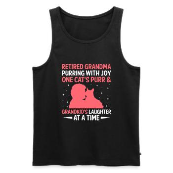 Amoureux des chats Grand-mère retraitée Retraité Propriétaire de chat Chat - Débardeur bio Premium Homme - noir - Devant - Michal (187cm)