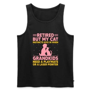 Amoureux des chats Grand-mère retraitée Retraité Propriétaire de chat Chat - Débardeur bio Premium Homme - noir - Devant - Michal (187cm)