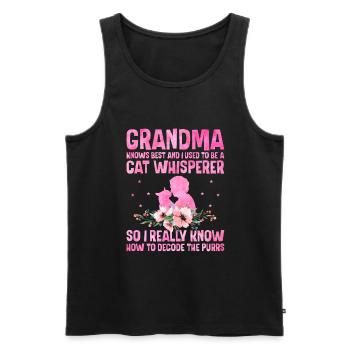 Amoureux des chats Grand-mère retraitée Retraité Propriétaire de chat Chat - Débardeur bio Premium Homme - noir - Devant - Michal (187cm)
