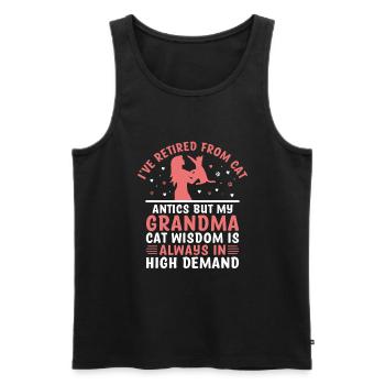 Amoureux des chats Grand-mère retraitée Retraité Propriétaire de chat Chat - Débardeur bio Premium Homme - noir - Devant - Michal (187cm)