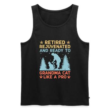 Amoureux des chats Grand-mère retraitée Retraité Propriétaire de chat Chat - Débardeur bio Premium Homme - noir - Devant - Michal (187cm)