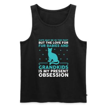 Amoureux des chats Grand-mère retraitée Retraité Propriétaire de chat Chat - Débardeur bio Premium Homme - noir - Devant - Michal (187cm)