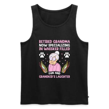 Amoureux des chats Grand-mère retraitée Retraité Propriétaire de chat Chat - Débardeur bio Premium Homme - noir - Devant - Michal (187cm)