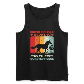 American Quarter Horse Equestrian Horse Lover Hors - Débardeur bio Premium Homme - noir - Devant - Michal (187cm)