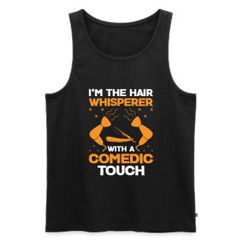 Coiffeur Coiffeur Coiffeur Coiffure Coiffure - Débardeur bio Premium Homme - noir - Devant - AI Model Male 178 light (178cm)