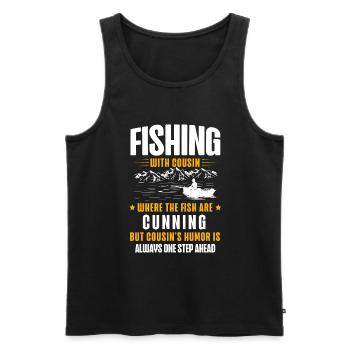 Pêche Cousin Pêcheur Cousins Drôle Poisson Perfec - Débardeur bio Premium Homme - noir - Devant - Michal (187cm)