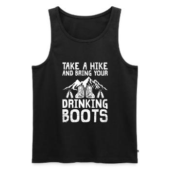 Wandern Wanderer Natur Trekking Outdoor Bergsteigerin - Männer Premium Bio Tank Top - Schwarz - Vorne - Michal (187cm)
