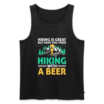 Wandern Wanderer Natur Trekking Outdoor Bergsteigerin - Männer Premium Bio Tank Top - Schwarz - Vorne - Michal (187cm)