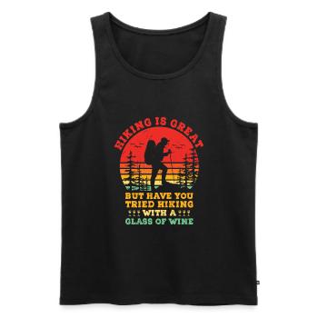 Wandern Bergsteigen Trekking Natur Outdoor Alco - Männer Premium Bio Tank Top - Schwarz - Vorne - Michal (187cm)