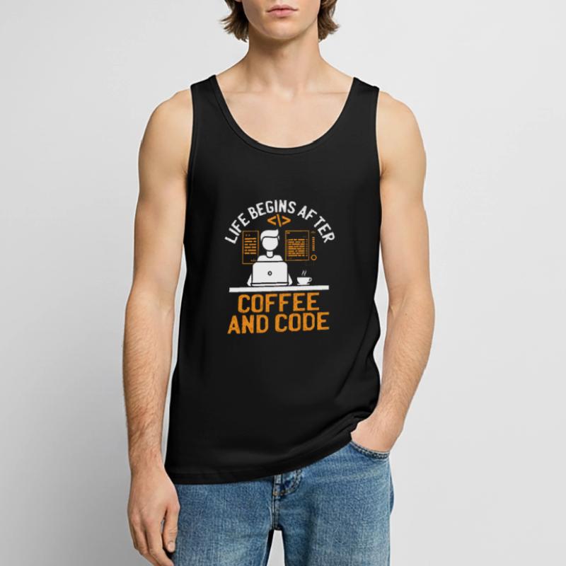 Kaffee-Codierung Programmierer Programmierer Entwickler Nerd Coff Männer Premium Bio Tank Top