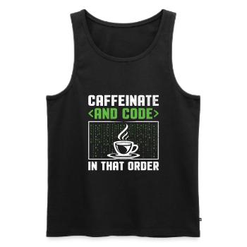 Kaffee-Codierung Programmierer Programmierer Entwickler Nerd Coff - Männer Premium Bio Tank Top - Schwarz - Vorne - Michal (187cm)