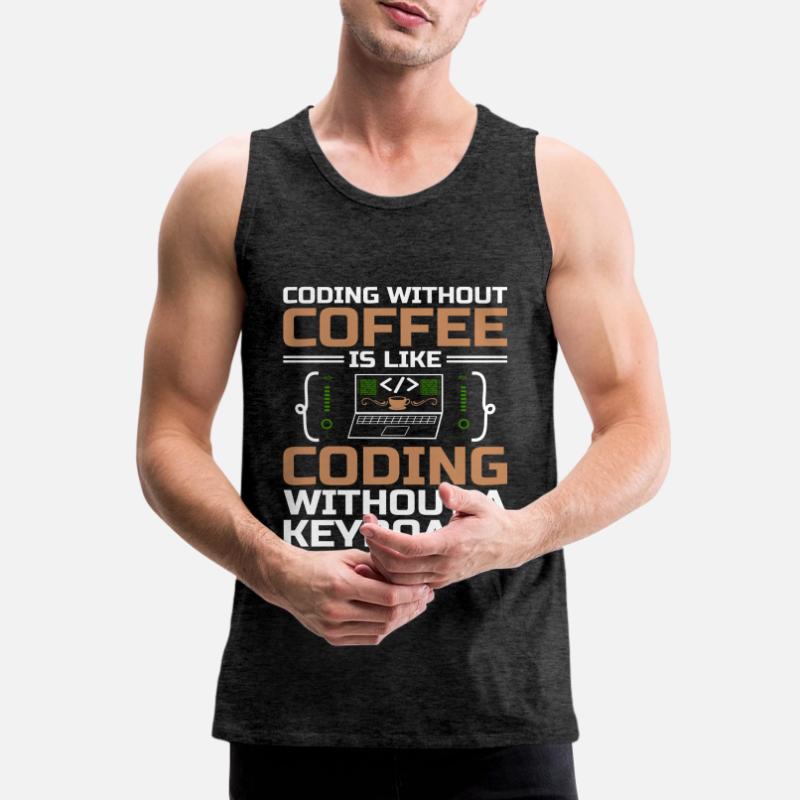 Café Codage Programmeur Codeur Développeur Nerd Coff Débardeur bio Premium Homme